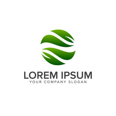 Leaf Garden nature circle logo design concept template