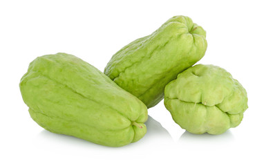 Chayote on white background