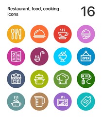 Colorful Restaurant, food, cooking icons for web and mobile design pack 1