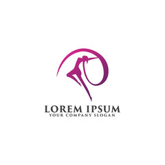 beautiful woman dancing logo design concept template