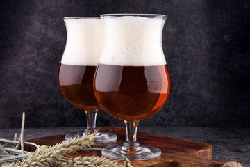 Beer and aehre. Still Life with a draft beer by the glass.