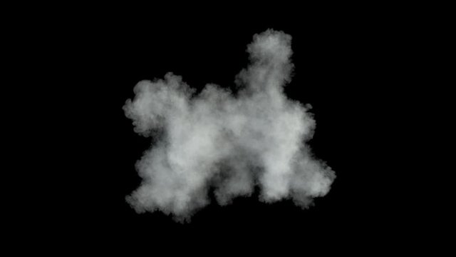 Middle size smoke puff / dust puff (with alpha channel). Smoke density - low. Separated on pure black background.