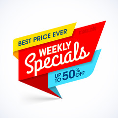 Weekly Specials sale banner, special offer, best price ever