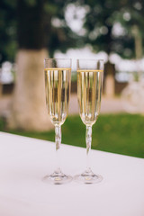Beautiful wedding set up. Ceremony glass and box