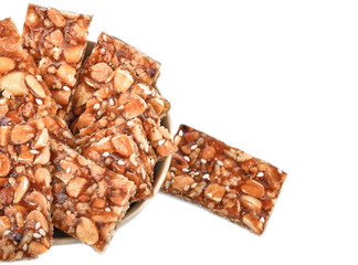 Sweet Peanuts Stick on white background,closeup