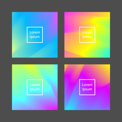 set of abstract cards with modern colorful background