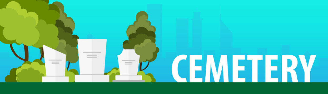 Funeral sevices and Funeral agency banner. Cemetery. Vector illustration.