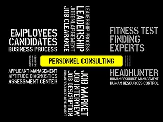 PERSONNEL CONSULTING - image with words associated with the topic RECRUITING, word, image, illustration