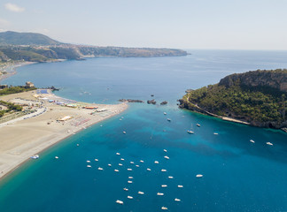 Isola di Dino, vista aerea, isola e spiaggia, Praia a Mare, Provincia di Cosenza, Calabria, Italia....