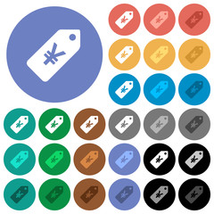 Yen price label round flat multi colored icons