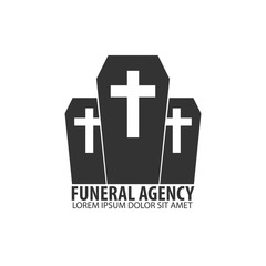 Obraz premium Funeral home undertaking ceremonial service. Funeral agency. Vector logo and emblem.