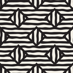 Vector seamless hand drawn pattern. Zigzag and stripe rough lines. Tribal design background. Ethnic doodle texture.