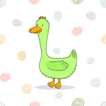 Hand Drawn with cute duck . vector print