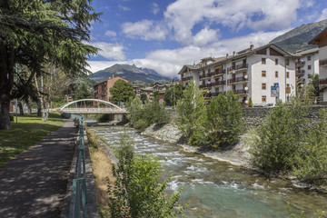Fototapeta na wymiar Small river Dora Baltea in Aosta