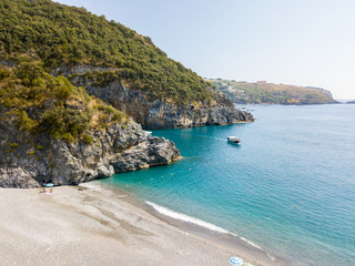 Tratto di costa della Calabria, vista aerea, San Nicola Arcella, provincia di Cosenza. Spiaggia e...