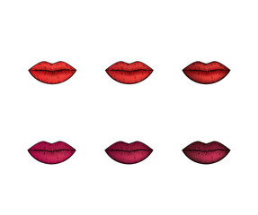 A set of three lipsticks of different shades. Vector illustration for a postcard or a poster. Ready advertising concept.