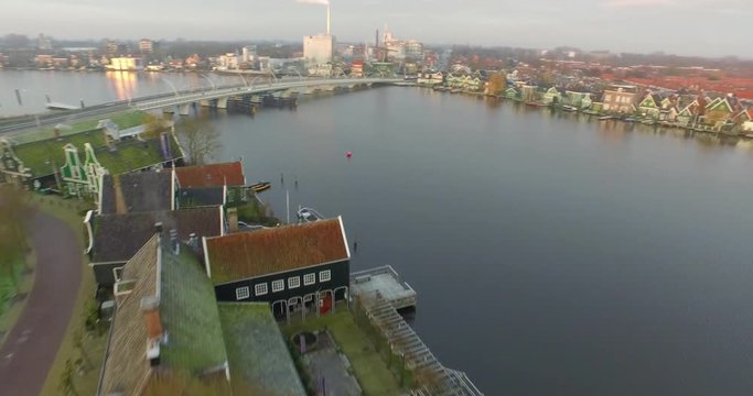 Drone flying over the Zaanse Schans