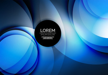 Digital illustration, glowing waves and circles