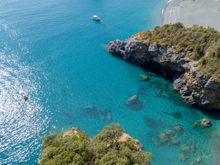 Tratto di costa della Calabria, vista aerea, San Nicola Arcella, provincia di Cosenza. Spiaggia e...