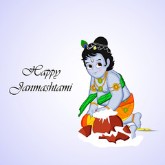 illustration of hindu festival Janmashtami background. Janmashtami is a hindu festival celebrated on the occasion of Hindu God Krishna.