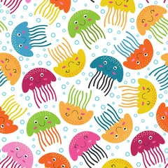 Door stickers Sea life seamless  pattern with jellyfish -  vector illustration, eps  