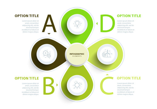 Green Four Section Leaf-like Infographic Layout