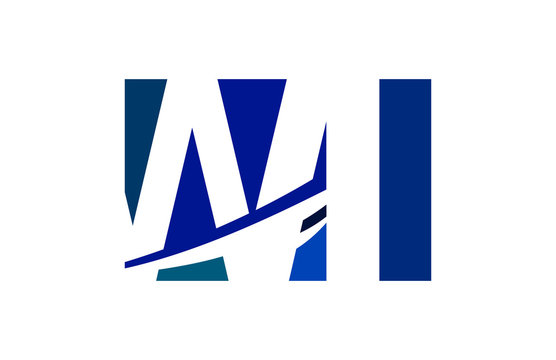 WI Negative Space Square Swoosh Letter logo