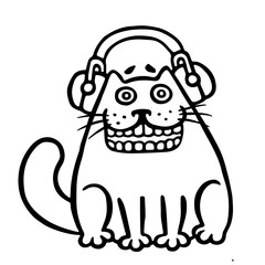 Cute cat in headphones. Isolated vector illustration.