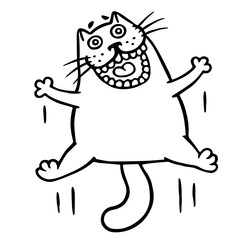 Cat jumping for joy. Isolated vector illustration.