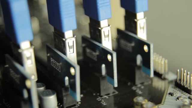 close-up razer for graphic cards in motherboard for cryptocurrency mining