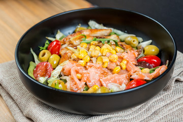 Fresh seafood salad with smoked salmon