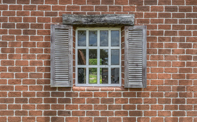 Beautiful window and brick wall with clipping path