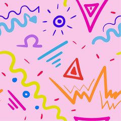 Decorative seamless pattern with handdrawn shapes.