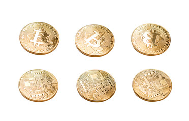 Collection of Bitcoin set isolated on the white background with clipping path
