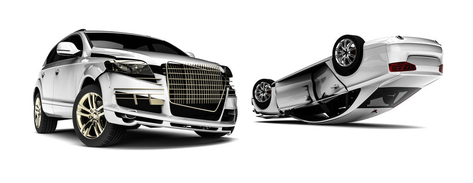 Car accident / 3D render image representing a car accident