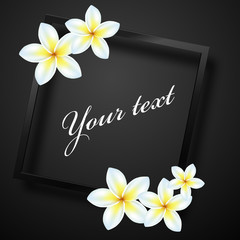 Frame card with flowers  on a black background.