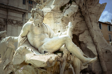 Zeus in Bernini's fountain of Four Rivers in Piazza Navona, Rome