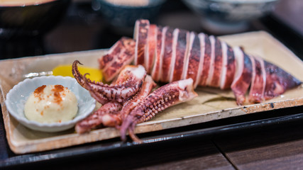 Steamed Squid And Japanese Dipping Sauce 蒸魷魚和日本蘸醬