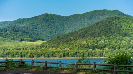 Fototapeta premium Gorgeous Lake Mountain View In Hokkaido,Japan