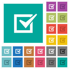 Checked box square flat multi colored icons