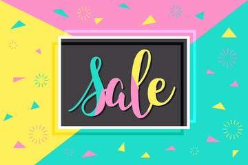 Summer sale vector poster. Minimalistic style vivid flyer - sale advertisement