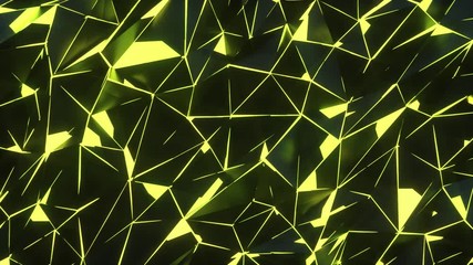 Abstract background of triangles, melts and from it is visible green light.