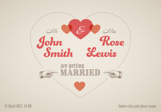 Retro Style Wedding Invitation Graphic 1