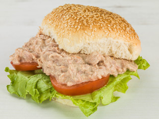 Tuna Salad Sesame Bread Roll or Bun Sandwich