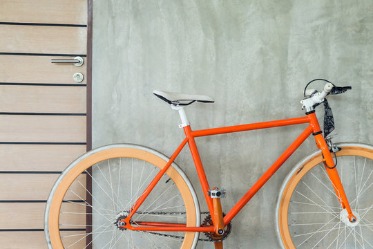 Fototapeta orange bicycle parked decorate interior living room modern style