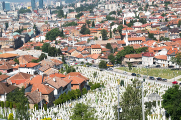 panoramic view over sarajevo, bosnia and herzegovina
