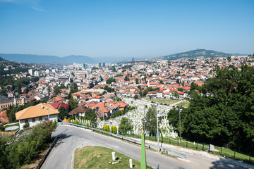 Fototapeta na wymiar panoramic view over sarajevo, bosnia and herzegovina