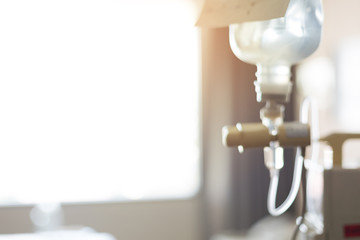 blurred image, Infusion IV drip saline solution in patient room