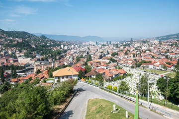 panoramic view over sarajevo, bosnia and herzegovina