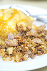 Garlic Pork rice omelet